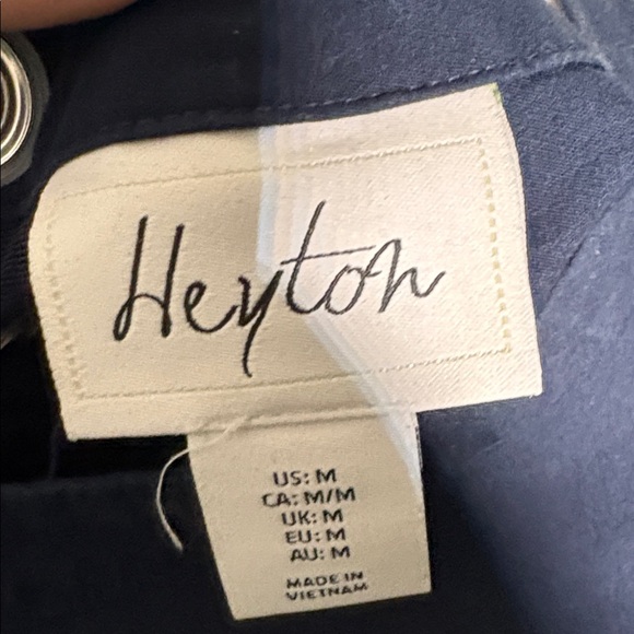 Vintage heyton Navy Blue Aline Sleeveless cotton Dress M - Picture 2 of 6